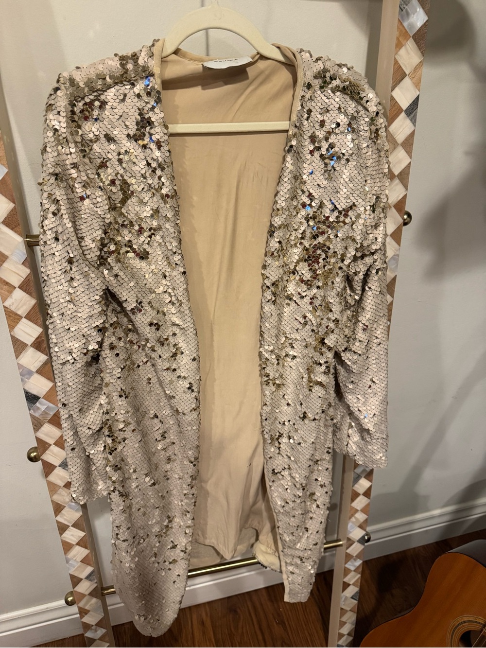 WE ARE LEONE Morgan Sequin Coat Duster Gold/Nude | Open Front | OS